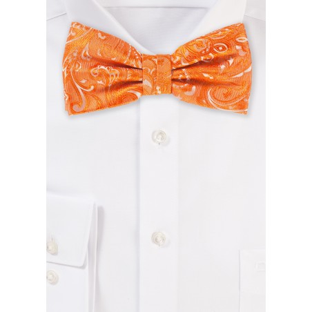 Pre-Tied Paisley Bow Tie in Mandarin