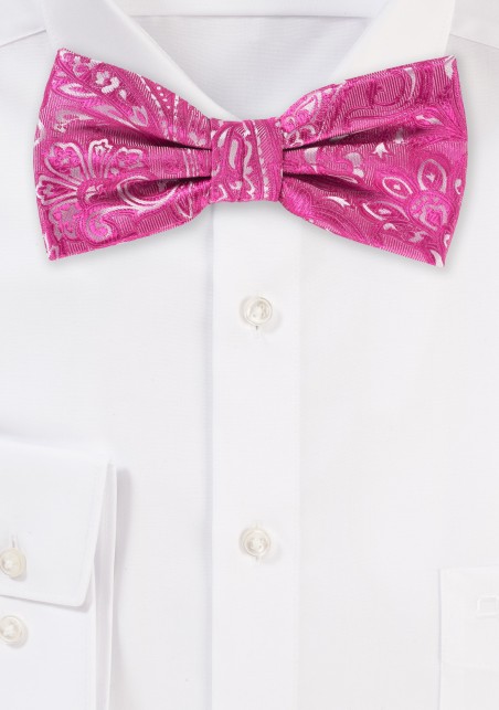 Dragonfruit Pink Paisley Bow Tie