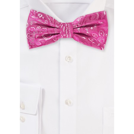 Dragonfruit Pink Paisley Bow Tie
