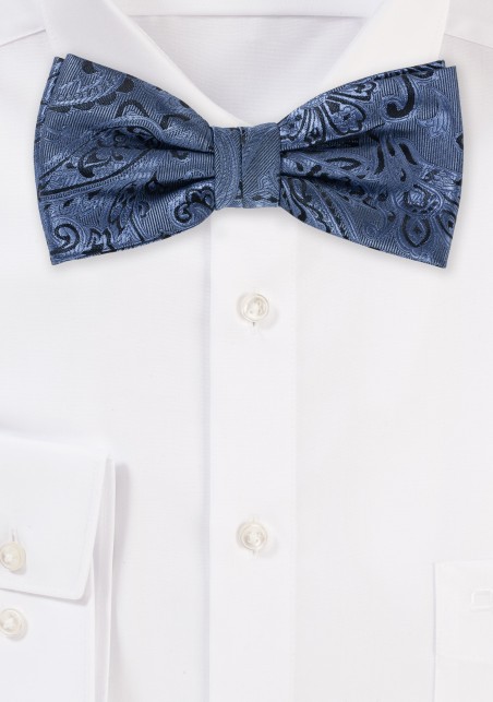 Steel Blue Paisley Bow Tie