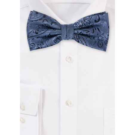 Steel Blue Paisley Bow Tie