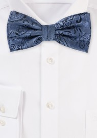 Steel Blue Paisley Bow Tie