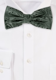 Moss Green Paisley Bow Tie