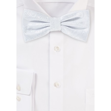 Bright White Paisley Bowtie