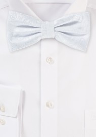 Bright White Paisley Bowtie