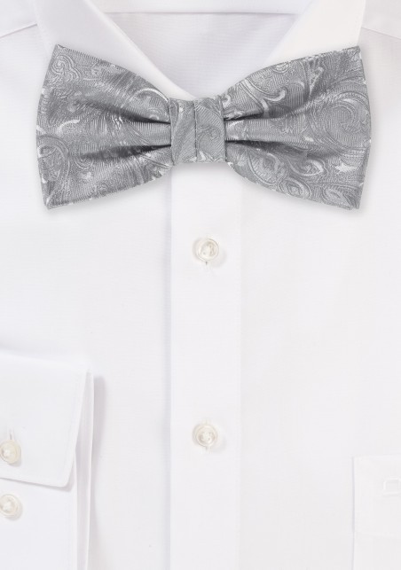 Silver Paisley Bow Tie