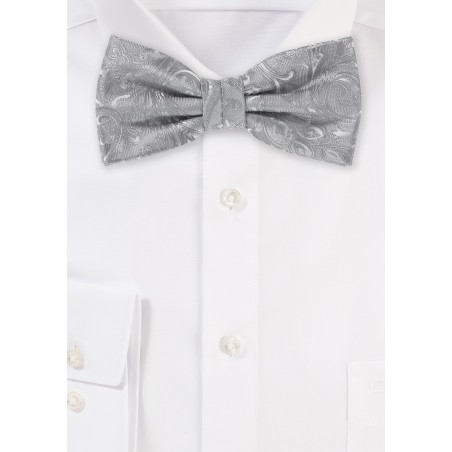 Silver Paisley Bow Tie
