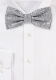 Silver Paisley Bow Tie