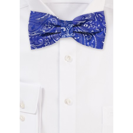 Morning Glory Blue Paisley Bow Tie