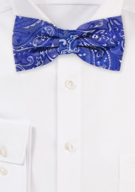 Morning Glory Blue Paisley Bow Tie