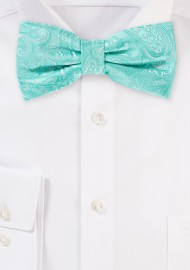Woven Paisley Bow Tie in Aqua
