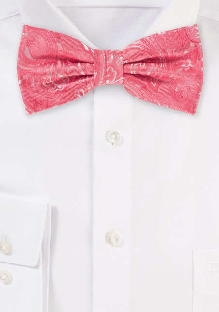 Paisley Mens Bow Tie in Coral