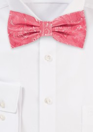 Paisley Mens Bow Tie in Coral