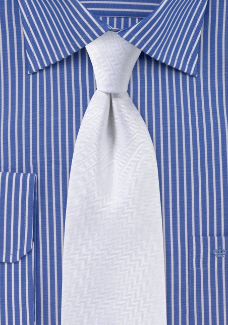 Herringbone Tie in White