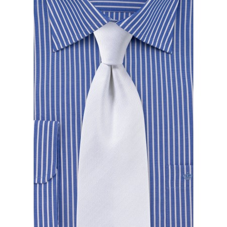 Herringbone Tie in White