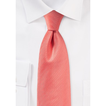 Herringbone Tie in Neon Coral