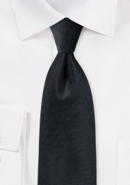 Jet Black Tie with Herringbone Texture