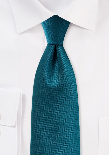 Teal Blue Herringbone Tie
