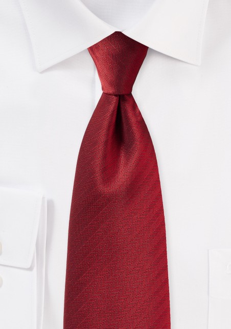 Herringbone Tie in Cherry Red