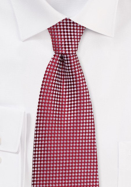 Red and Silver Micro-Plaid Tie