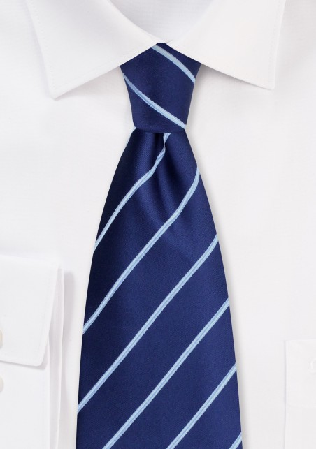 Navy and Light Blue Striped Kids Tie