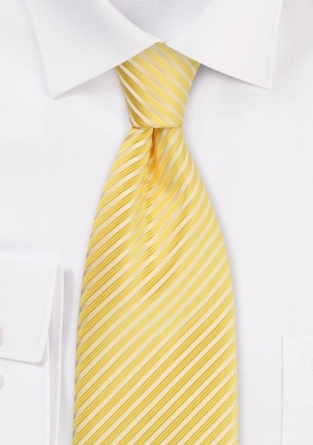 Elegant Striped Necktie in Maize-Yellow