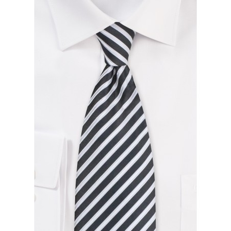 Striped Necktie in Pewter Gray and White