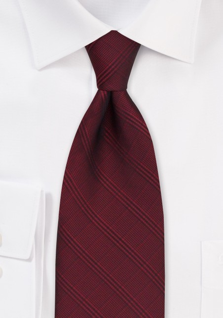 Plaid Necktie in Cordovan Red