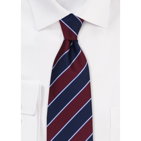 Navy and Burgundy Stripe Mens Tie
