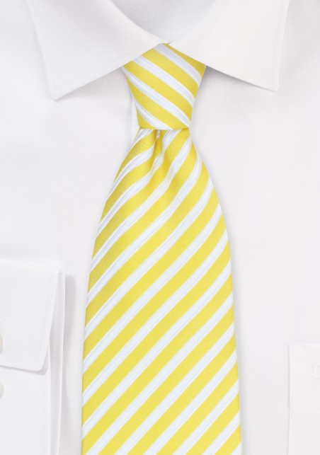 Bright Yellow and White Striped Tie