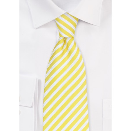 Bright Yellow and White Striped Tie