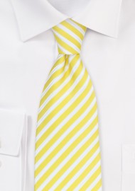 Bright Yellow and White Striped Tie
