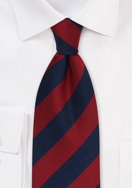 Extra Long Regimental Tie in Red and Navy