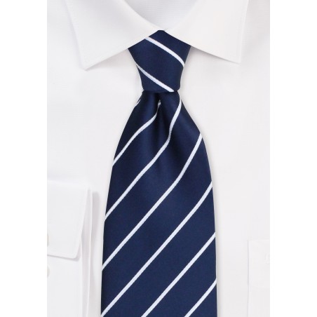 Sapphire Blue Kids Sized Necktie with White Stripes