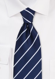 XL Marine Blue Striped Tie