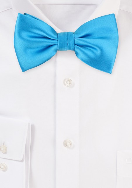 Solid Cyan Blue Men's Bow Tie