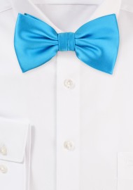 Solid Cyan Blue Men's Bow Tie