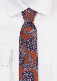 Skinny Autumn Paisley Tie in Copper