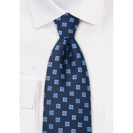 Navy Blue Floral Pattern Tie