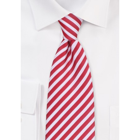 Striped Mens Tie in Cardinal Red