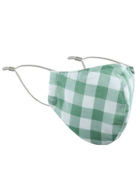 Tea Green Gingham Check Mask