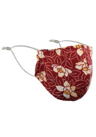 Japanese Floral Print Mask in Ochre Red