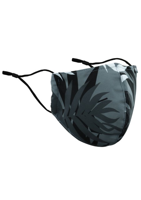 Palm Leaf Print Mask in Black and Gray