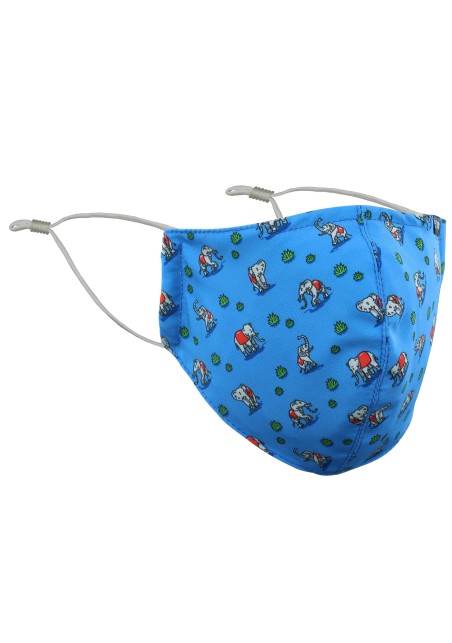 Elephant Print Face Mask in Light Blue