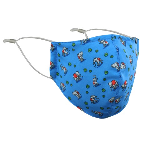 Elephant Print Face Mask in Light Blue