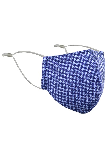 Fine Houndstooth Check Mask in Navy