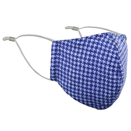 Fine Houndstooth Check Mask in Navy