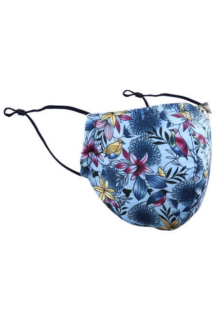 Japanese Floral Mask in Light Blue