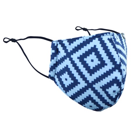 Geometric Argyle Check Mask in Light Blue