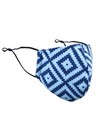 Geometric Argyle Check Mask in Light Blue